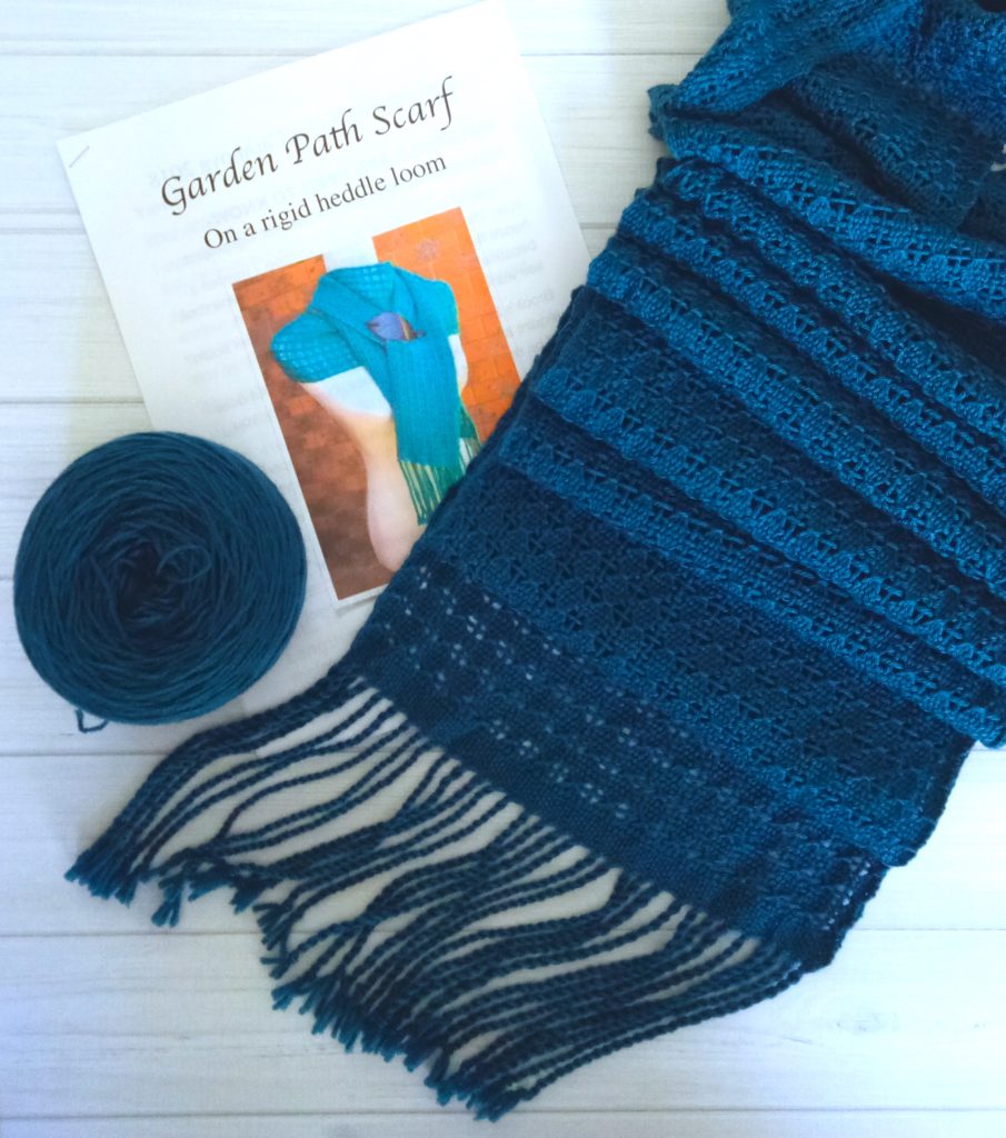 Rigid Heddle Loom Woven Scarf in Sky Blue Ombre Acrylic
